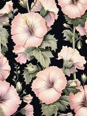 beautiful and elegant Hollyhock flowers in art nouveau style