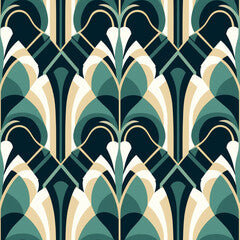 A Continuous Repeating Tile Pattern with a Curvy Art Deco Design | Generative AI