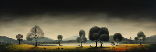 A Landscape Depiction Background - Showcasing the Unparalleled Artistic Prowess of Gertrude Abercrombie - Wallpaper created with Generative AI Technology