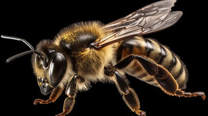 A bee isolated on black background. Generative AI