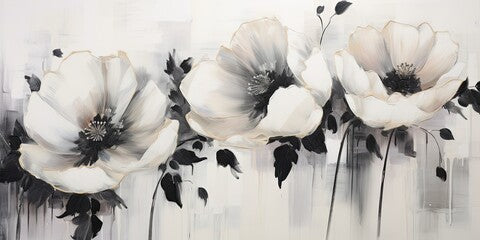 Black and White Flower Canvas Wall Art