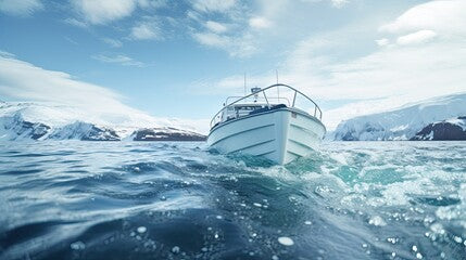 Boating trough Arctic sea