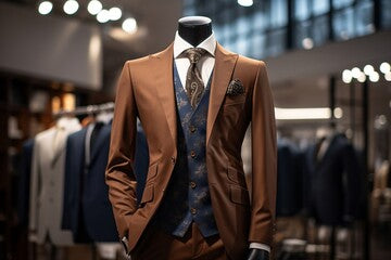 A Classic Suit in a Clothing Store. AI