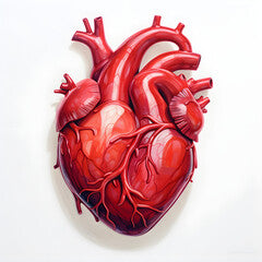 3d realistic illustration  human heart  isolated on pink background created  with Generative AI technology