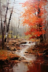 Autumn Landscape Painting Generative AI