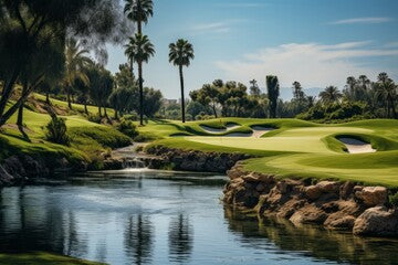 Golf Course With Beautiful Water Hazard, Generative AI