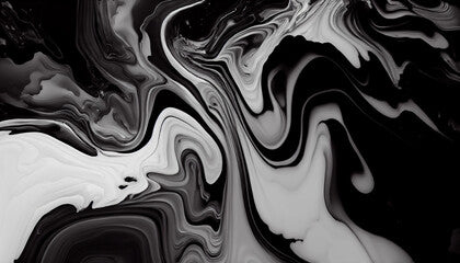 Abstract black and white marble texture background. Fluid art painting, Ai generated image