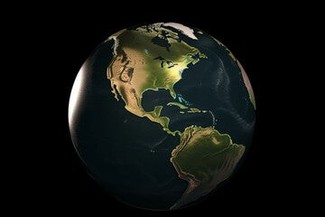3D globe of Earth with North and South America focus, showcasing elements of NASA. Generative AI