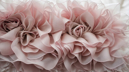 Pink Silk Textile Folded, Fabric Flowers