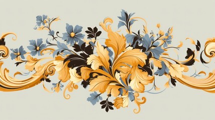 pattern in rococo style, victorian style, in renaissance style, in baroque style. Vector illustration generative ai