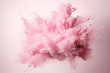 Pastel pink paint explosion. AI generated