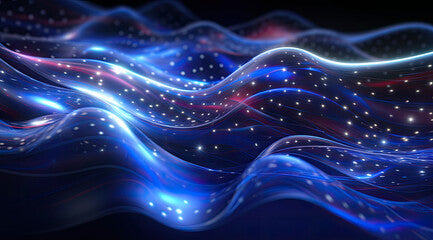 Abstract background wallpaper with blue wave and star light. created by generative AI technology.