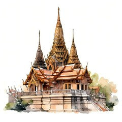 beautiful high detailed clipart of Thai temple