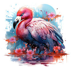 A captivating flamingo t-shirt design immersed in a dreamy underwater world, Generative Ai