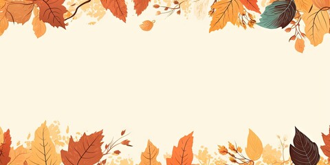 Abstract autumn beauty leaves frame. Seasonal nature art. Fall foliage design. Vibrant October colors. Red and yellow leaves. Colorful leaf border. Fall season illustration
