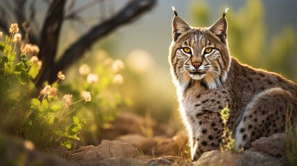 A breathtaking shot of a Bobcat in his natural habitat, showcasing his majestic beauty and strength.
