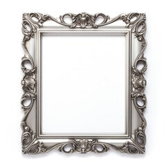 3d render. Luxury metal frame with ornament on black wall. Decorative frame for paintings, mirrors or photo.