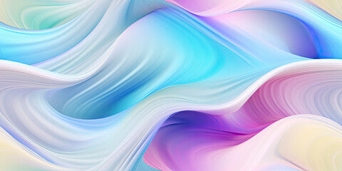 Abstract 3D Background with colorful holographic wavy flowing liquid paint. Generative AI
