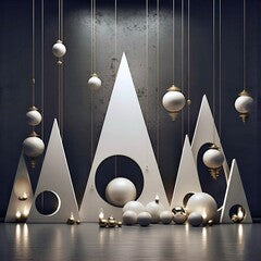 3d render of a christmas decoration with balls