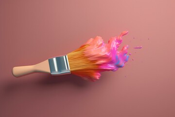 3D generated illustration of a paintbrush. Generative AI