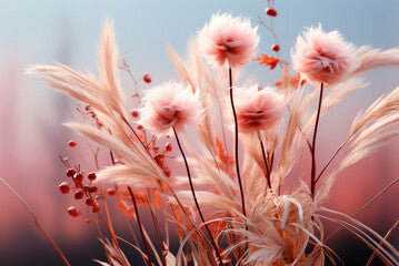 Beautiful pink flowers cereals against the sky