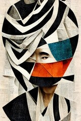 abstract face portrait as a cubism art. Concept of creative shapes graphics with textured geometric shapes. Geometric face. Generative AI.