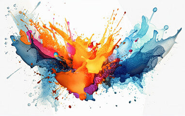 Contemporary RGB Colors Painting Splashes on Abstract Background
