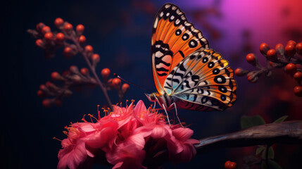 A beautiful butterfly on pink flowers.