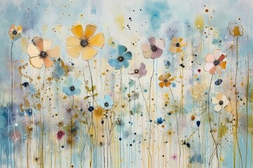 Watercolor floral background. Hand painted watercolor flowers on white background.