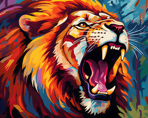 Roaring Lion - Fauvism Style Painting. Generated AI