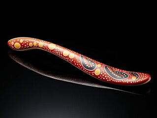 Australian Boomerang with Aboriginal Paintings