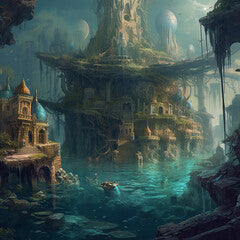 Underwater City Landscape For Mermaids, AI Generated