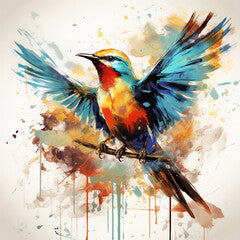 Abstract Expressionistic Grungy Painted Bird Illustration