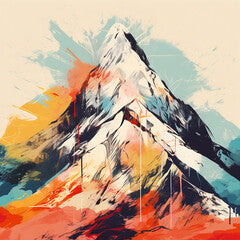 Abstract Expressionistic Grungy Mountain Painting Illustration