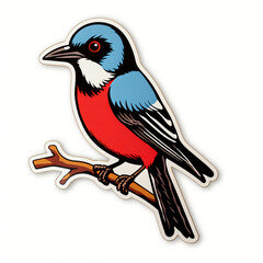 1960s Retro American Cartoon Bird Sticker in Bold, Vibrated Colors