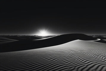 a black and white picture of the sand dunes in the desert Abstract