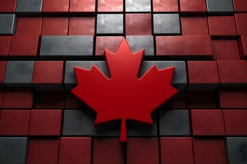 3d maple leaf, national symbol of Canada, abstract background