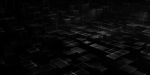 3D Cube Black Abstract, "Black Cubic Universe: 3D Abstract Design"