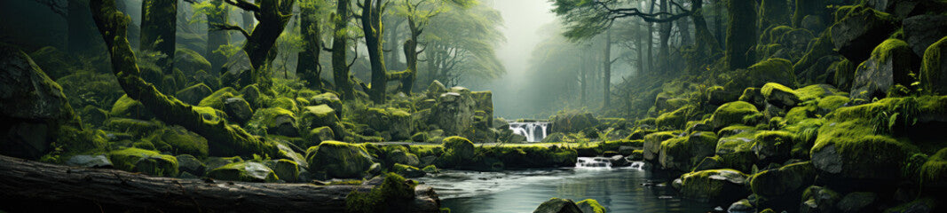 Nature's charm is on full display as a small waterfall graces the forest's landscape.