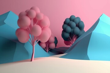 Abstract 3d landscape deep rendering. Natural modern product creative expression. Generate Ai