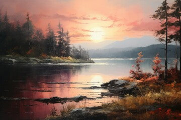 Impressionist Lakeside Sunset