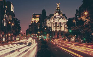 The Metropolis building at night, Madrid.