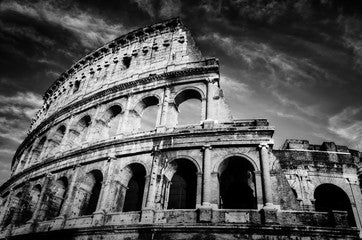 Colosseum in Rome, Italy. Amphitheatre in black and white